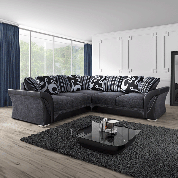 Shannon Corner Sofa Black And Grey