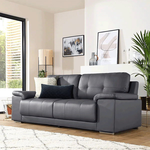 Kansas Leather Sofa Grey